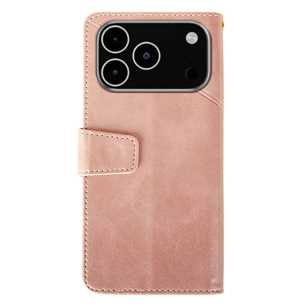 IDEWEI For iPhone 17 Pro Max Case Leather Wallet Phone Cover Stand Calf Texture - Pink - Image 5