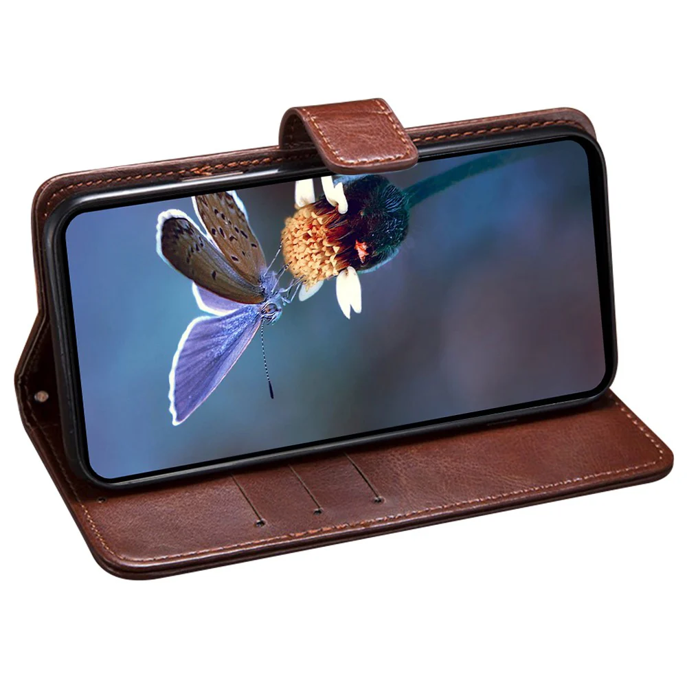 IDEWEI For iPhone 17 Pro Max Stand Case Crazy Horse Texture Leather Phone Cover - Black - Image 4