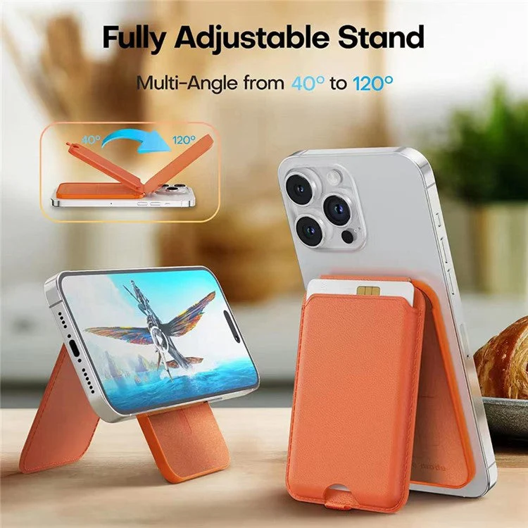 ILEX PACK Compatible with MagSafe Card Bag for Mobile Phone with Adjustable Kickstand - Blue - Image 4