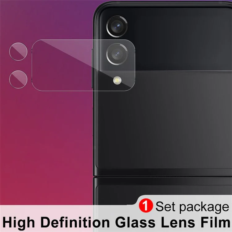 IMAK 1 Set Anti Scratch Ultra Clear Ring Tempered Glass Film Camera Lens Protector for Samsung Galaxy Z Flip3 5G - Image 3