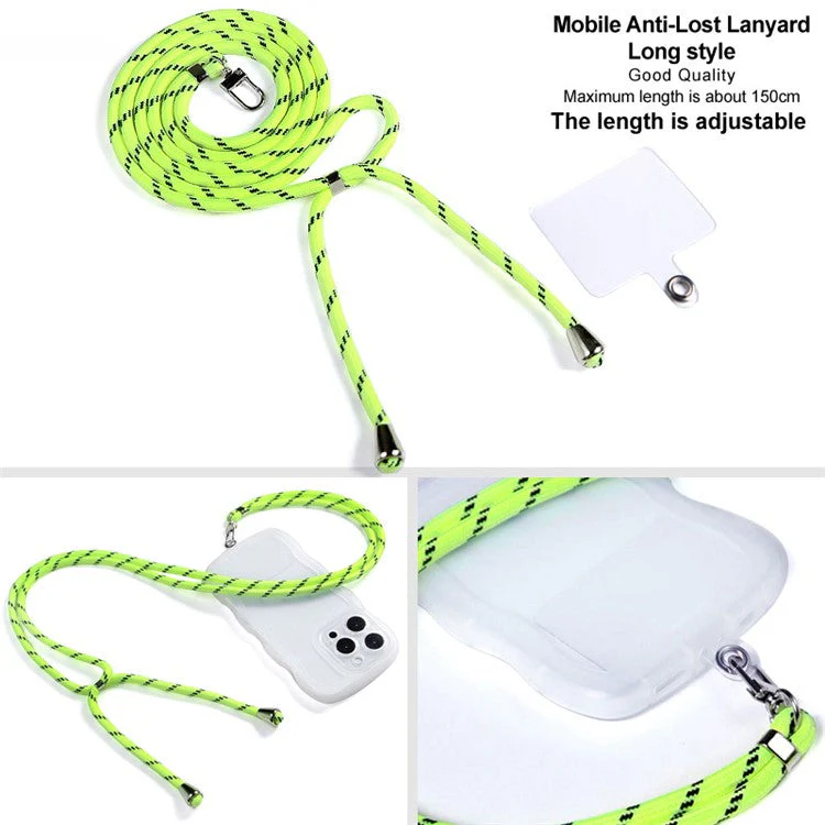 IMAK 150cm Universal Mobile Phone Lanyard Crossbody Strap Neck Rope with Transparent Patch, Long Style - Green - Image 4