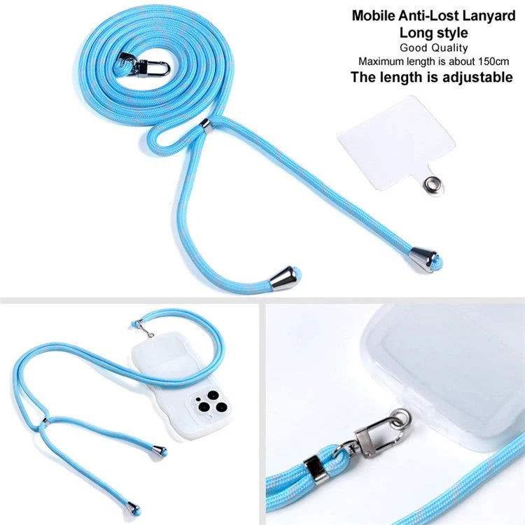 IMAK 150cm Universal Mobile Phone Lanyard Crossbody Strap Neck Rope with Transparent Patch, Long Style - Sky Blue - Image 4