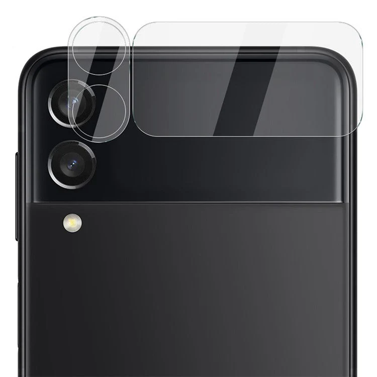 IMAK 1PC High Light Transmittance Tempered Glass Lens Protector Films + 1PC Back Screen Protector Set for Samsung Galaxy Z Flip3 5G - Image 2