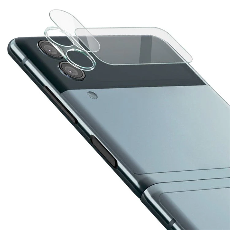 IMAK 1PC High Light Transmittance Tempered Glass Lens Protector Films + 1PC Back Screen Protector Set for Samsung Galaxy Z Flip3 5G - Image 3