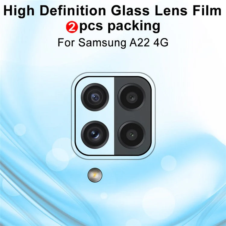 IMAK 2Pcs / Pack High Definition Lens Film for Samsung Galaxy A22 4G (EU Version) Scratch Resistant Tempered Glass Camera Lens Protector - Image 2