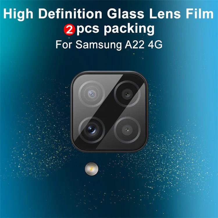 IMAK 2Pcs / Pack High Definition Lens Film for Samsung Galaxy A22 4G (EU Version) Scratch Resistant Tempered Glass Camera Lens Protector - Image 3