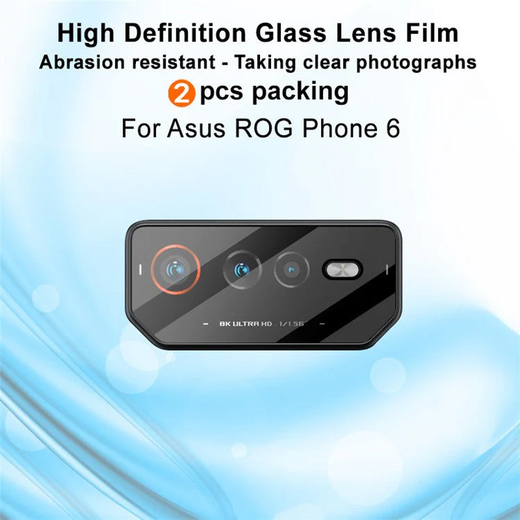 IMAK 2Pcs / Set Camera Lens Protector for Asus ROG Phone 6 5G / Phone 6 Pro 5G, Ultra HD Anti-Scratch Tempered Glass Lens Film - Image 2