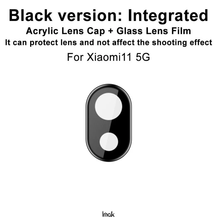 IMAK Abrasion-resistant Wear-resistant HD Clear Tempered Glass Lens Film+ Acrylic Lens Cap (Black Version) for Xiaomi Mi 11 5G - Image 2