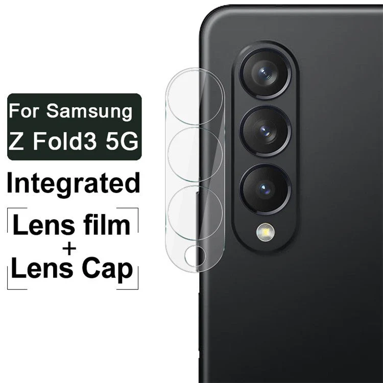 IMAK Anti-Scratch High Definition Tempered Glass Camera Lens Protector + Acrylic Lens Cap for Samsung Galaxy Z Fold3 5G - Image 2
