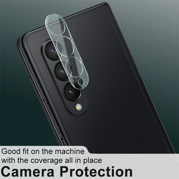 IMAK Anti-Scratch High Definition Tempered Glass Camera Lens Protector + Acrylic Lens Cap for Samsung Galaxy Z Fold3 5G - Image 3