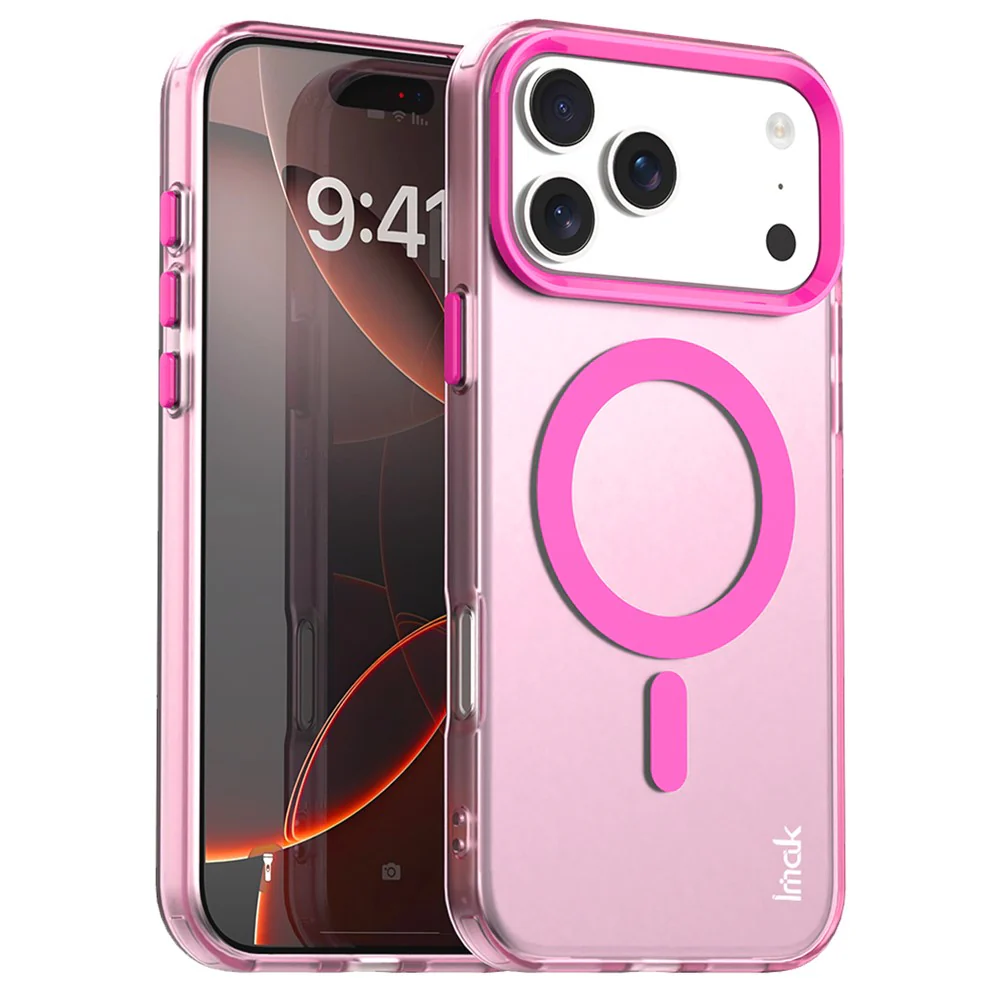 IMAK For iPhone 17 Pro Max Case Compatible with MagSafe Candy Color Anti Drop TPU + PET Back Cover - Red