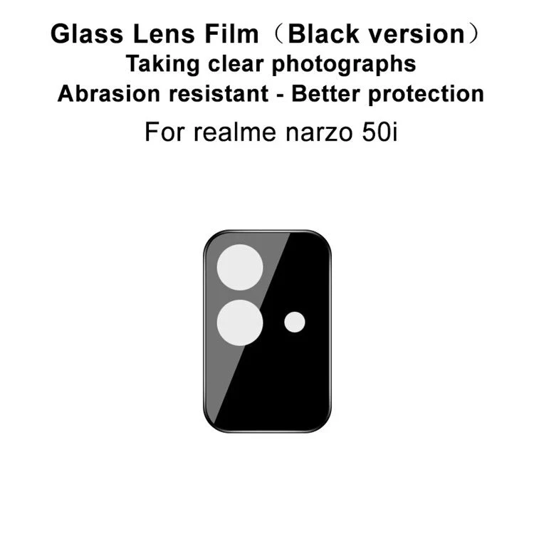IMAK For Realme Narzo 50i Camera Lens Protector Tempered Glass HD Clear Protective Film (Black Version) - Image 2