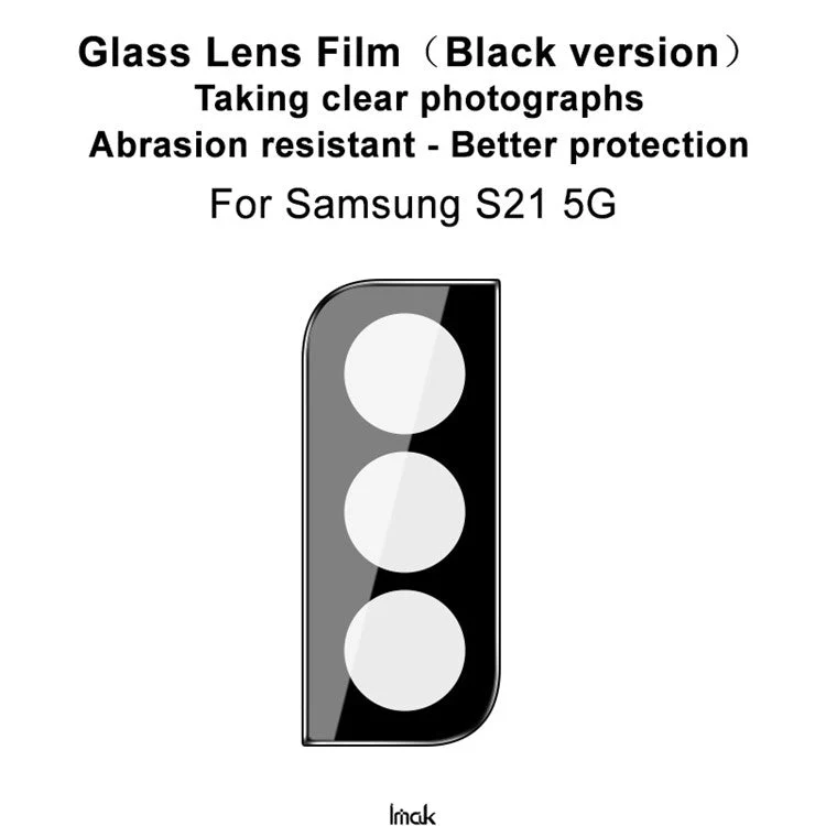 IMAK Full Glue Clear Precise Cutout Tempered Glass Camera Lens Protector (Black Version) for Samsung Galaxy S21 4G/5G - Image 3