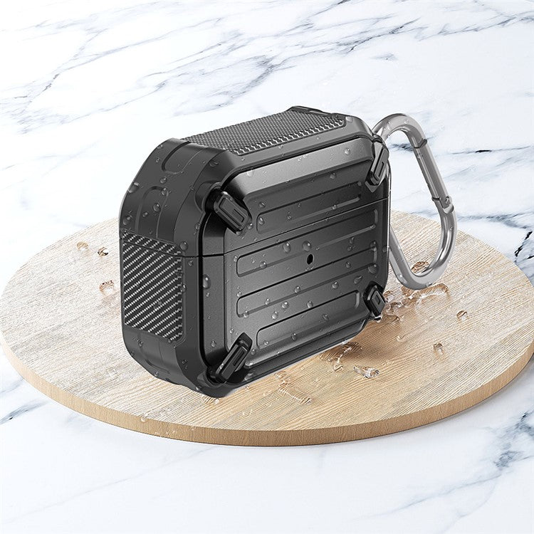 Impact Resistant Shockproof Wireless Charging TPU+PC Cover Case with Key Ring for AirPods Pro - Black - Image 8