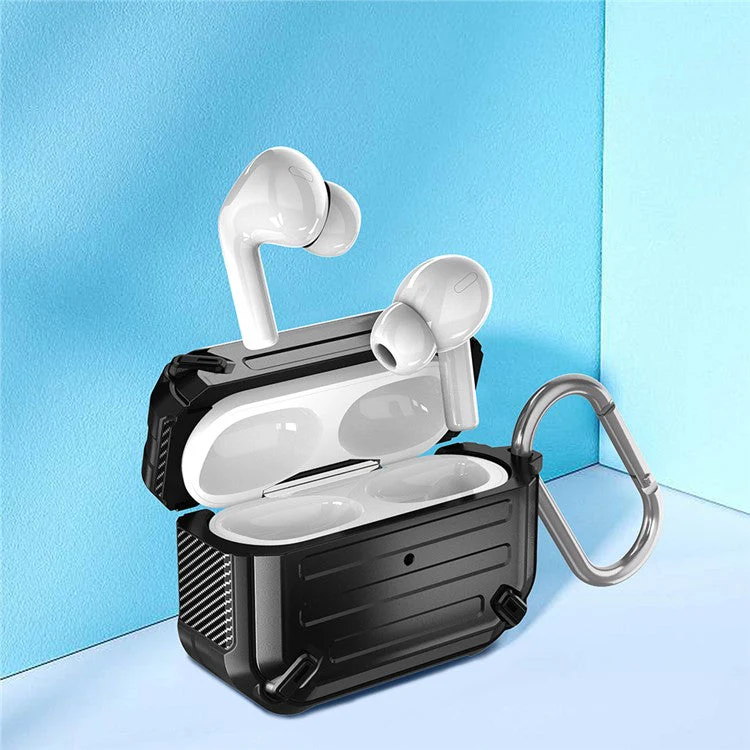 Impact Resistant Shockproof Wireless Charging TPU+PC Cover Case with Key Ring for AirPods Pro - Green - Image 4