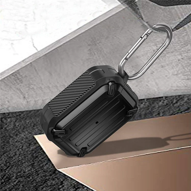 Impact Resistant Shockproof Wireless Charging TPU+PC Cover Case with Key Ring for AirPods Pro - Green - Image 7