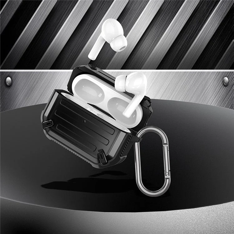 Impact Resistant Shockproof Wireless Charging TPU+PC Cover Case with Key Ring for AirPods Pro - Red - Image 6