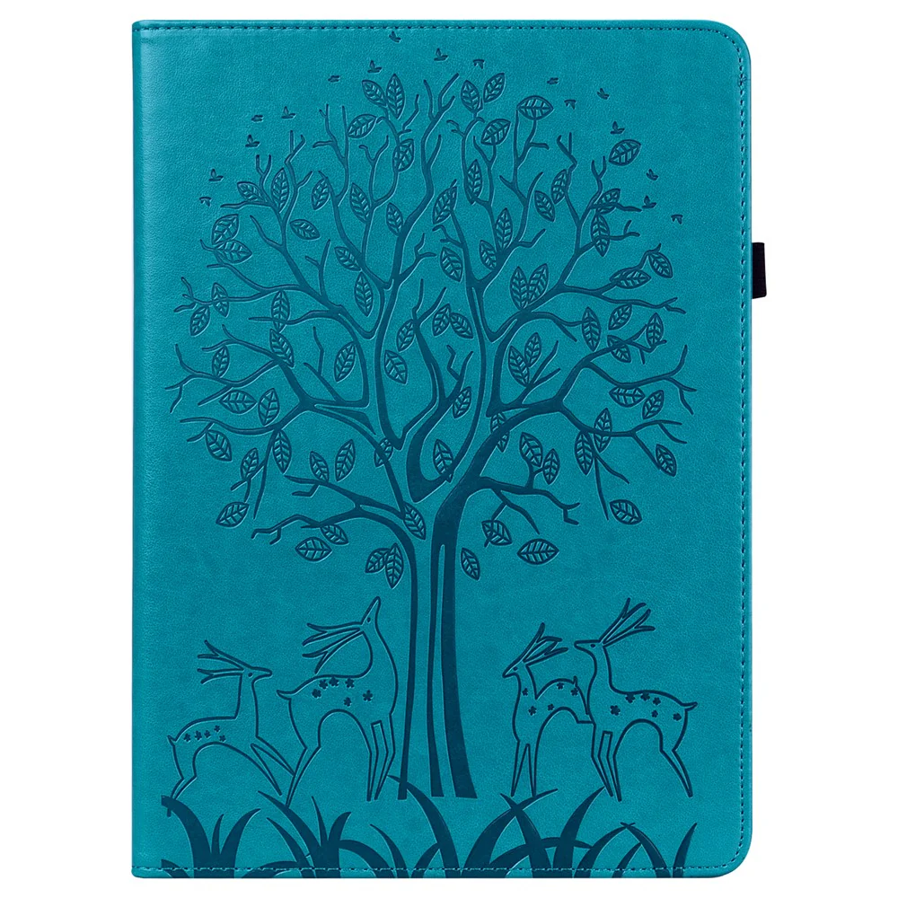 Imprint Tree and Deer Pattern Elastic Strap Closure Leather Stand Tablet Cover for Lenovo Tab M10 HD (TB-X505L/TB-X505F)/M10 (TB-X605L/TB-X605F)/Tab P10 (TB-X705F TB-X705L) - Blue - Image 3