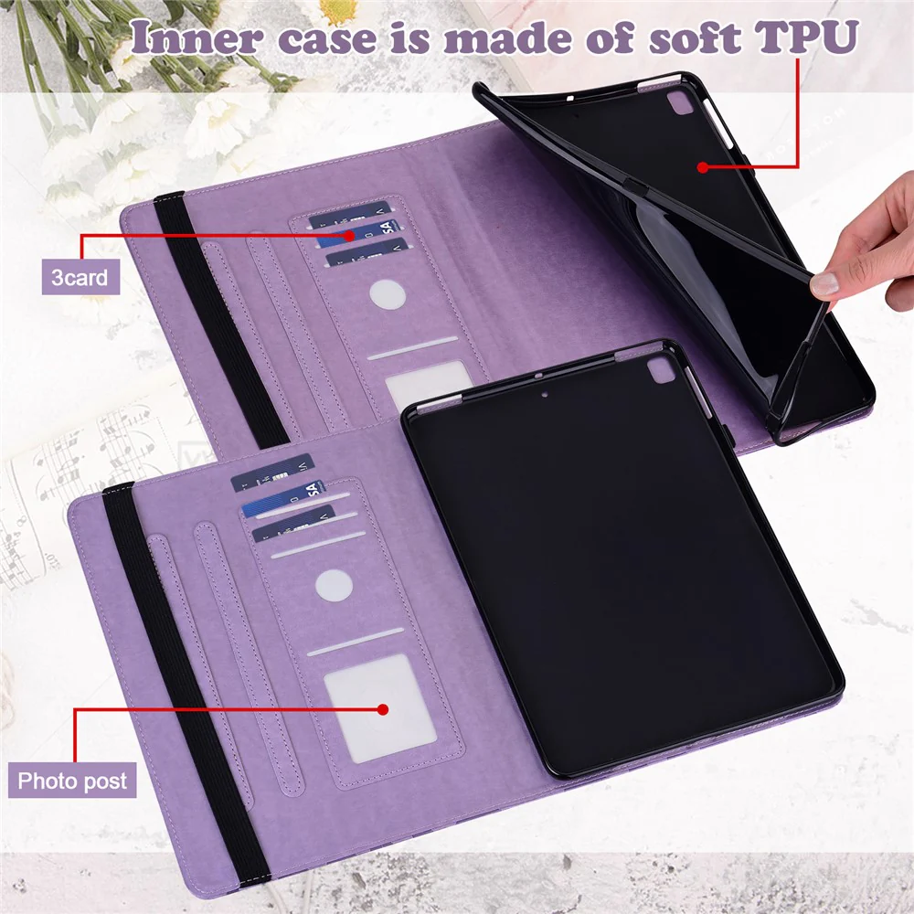 Imprint Tree and Deer Pattern Elastic Strap Closure Leather Stand Tablet Cover for Lenovo Tab M10 HD (TB-X505L/TB-X505F)/M10 (TB-X605L/TB-X605F)/Tab P10 (TB-X705F TB-X705L) - Purple - Image 6