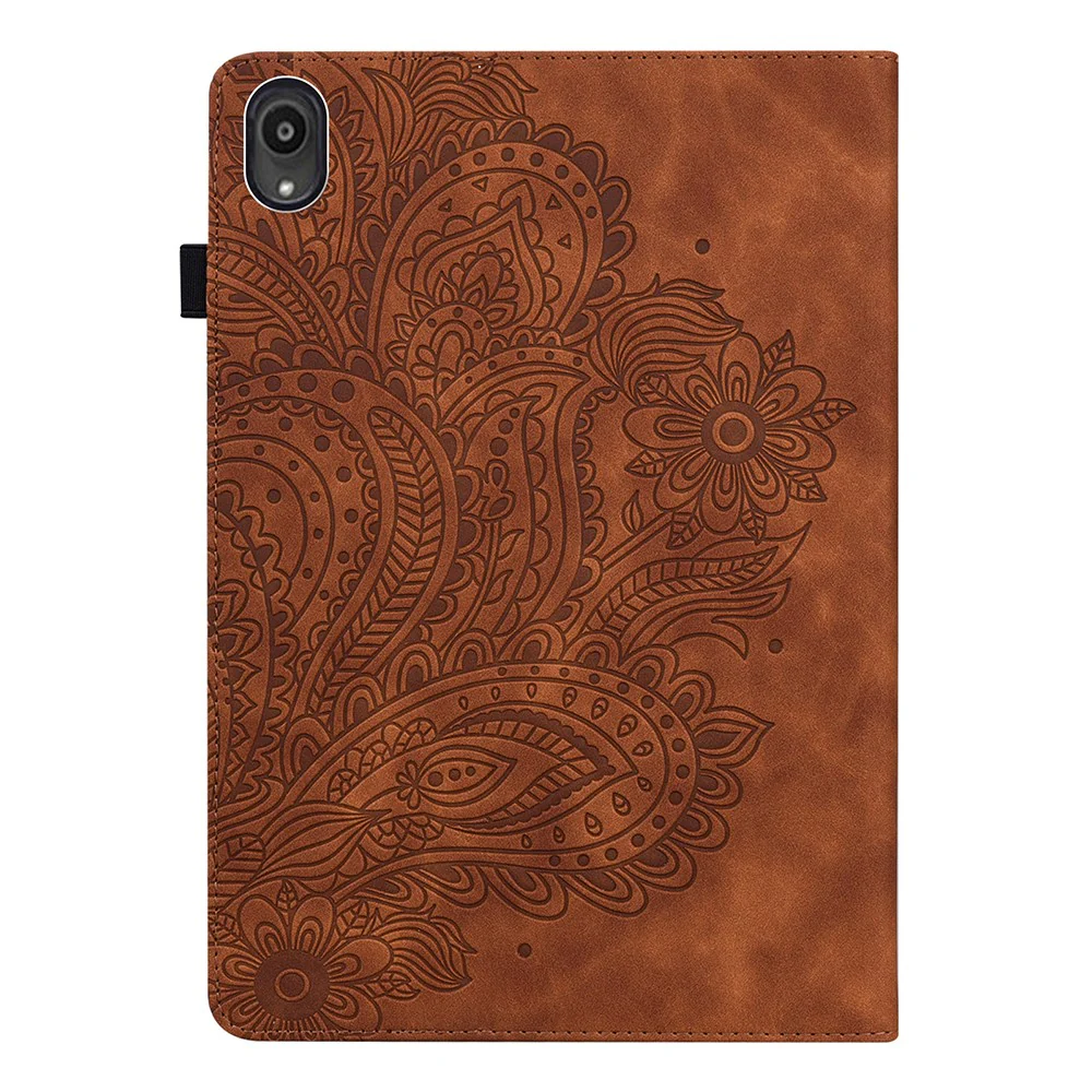 Imprinted Peafowl Flower Pattern Design Leather Tablet Wallet Stand Protective Shell for Lenovo Tab P11 TB-J606F / Tab P11 5G - Brown - Image 2