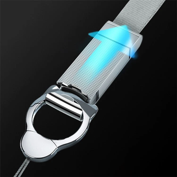 INYUE Detachable Cat Head Finger Ring Slide Buckle Design Woven Nylon Lanyard Phone Anti-drop Neck Strap - Silver - Image 6