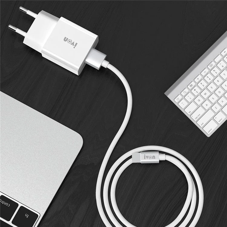 IVON AD-35 3A High Current Fast Charger Travel Power Adapter QC3.0 USB Wall Charger + 1m Micro USB Data Cable - EU Plug - Image 5