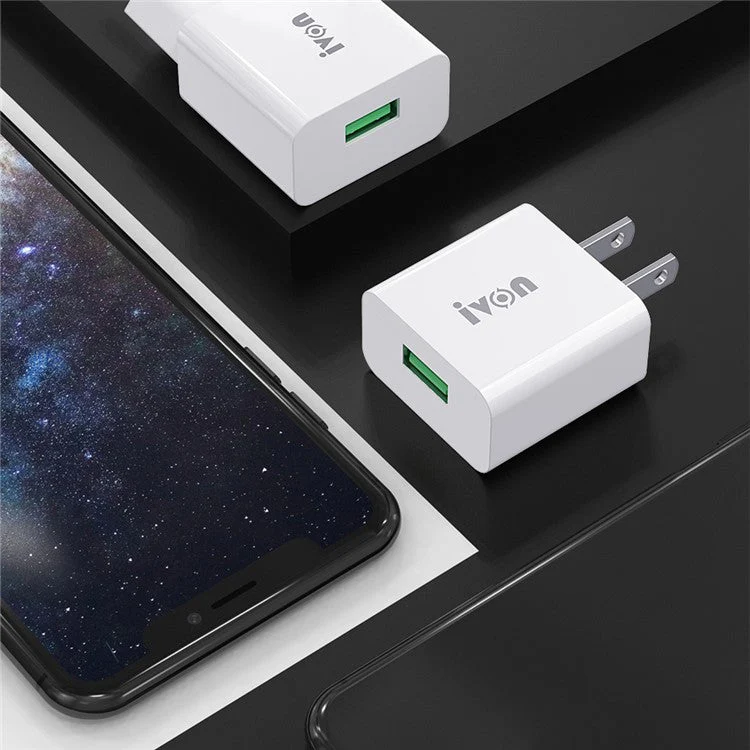 IVON AD-35 3A High Current Fast Charger Travel Power Adapter QC3.0 USB Wall Charger + 1m Micro USB Data Cable - US Plug - Image 4