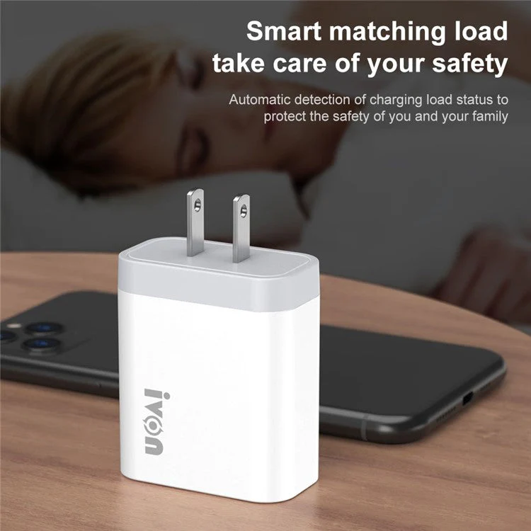 IVON AD37 For iPhone Xiaomi Huawei OPPO 3 USB Ports Quick Charge 3.0 Fast Charge Charger Travel Power Adapter, US Plug - Image 4