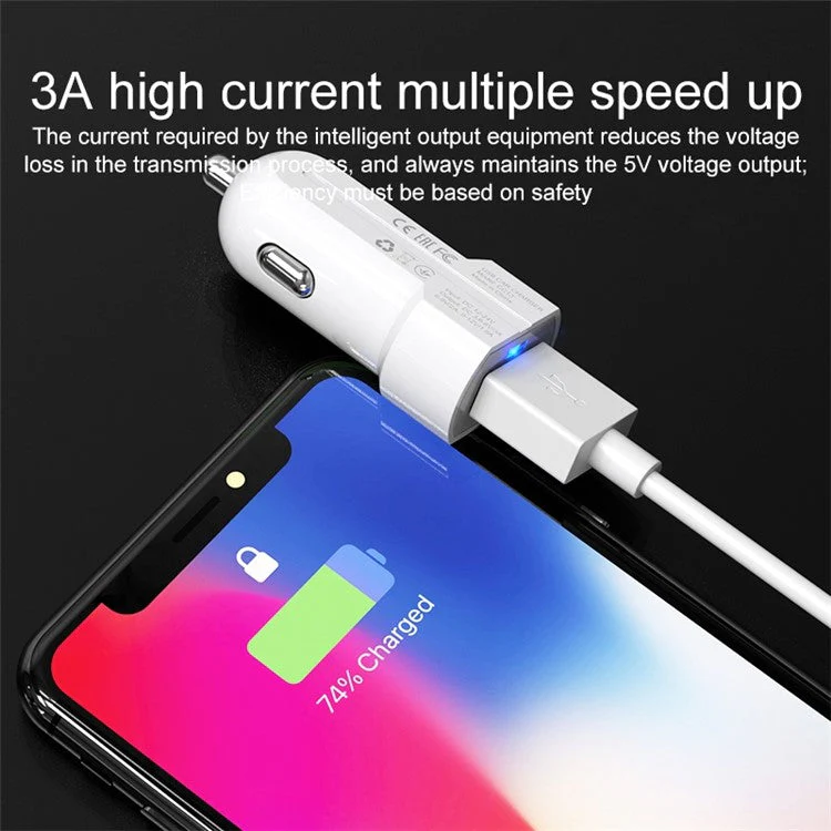 IVON CC13 QC 3.0 Fast Charging Cigarette Lighter LED Indicator Light Car Charger + Cable Set - Micro USB Cord - Image 3