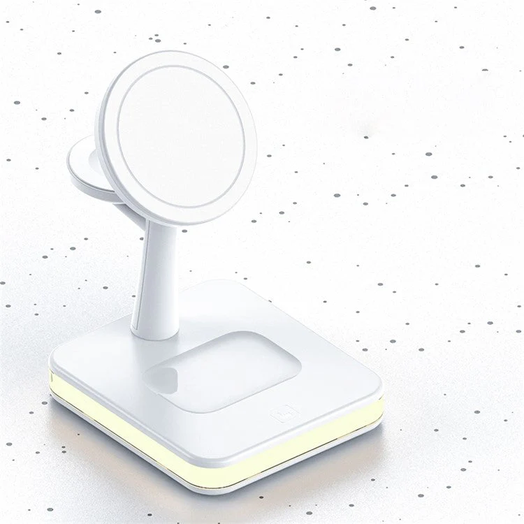 J991 3 in 1 Magnetic Adsorption Desktop Wireless Charger for Mobile Phone / Watch / Headphone 15W Max Charging Dock Stand with USB Output - White - Image 2