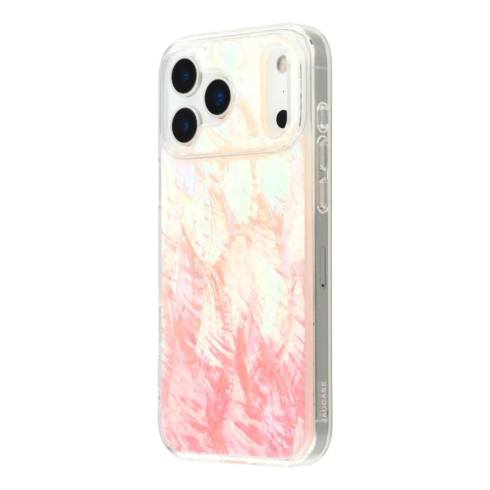 JAUCASE For iPhone 17 Pro Max Magnetic Case Natural Seashell Design TPU Phone Back Cover - Gradient Pink - Image 4