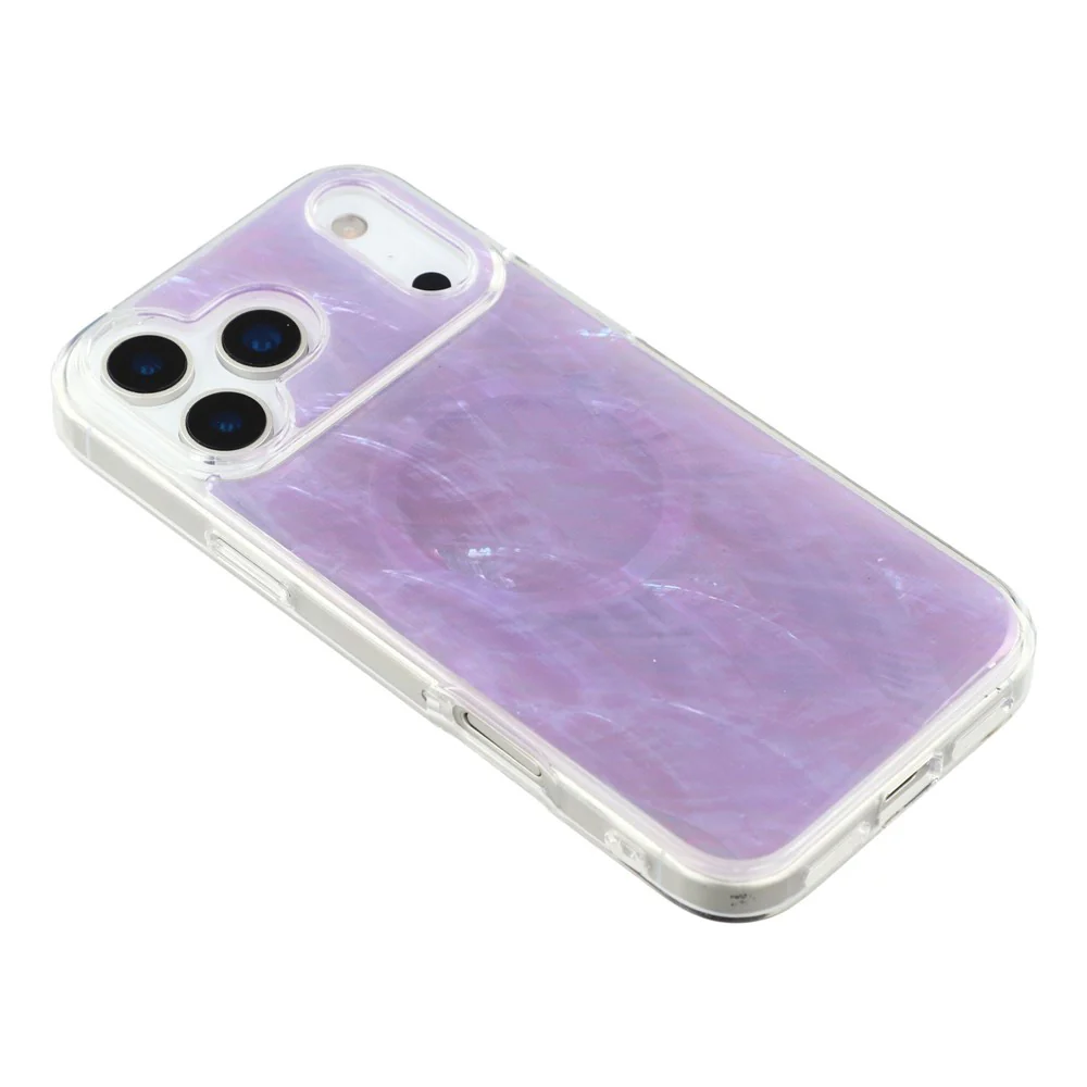 JAUCASE For iPhone 17 Pro Max Magnetic Case Natural Seashell Design TPU Phone Back Cover - Gradient Purple - Image 6