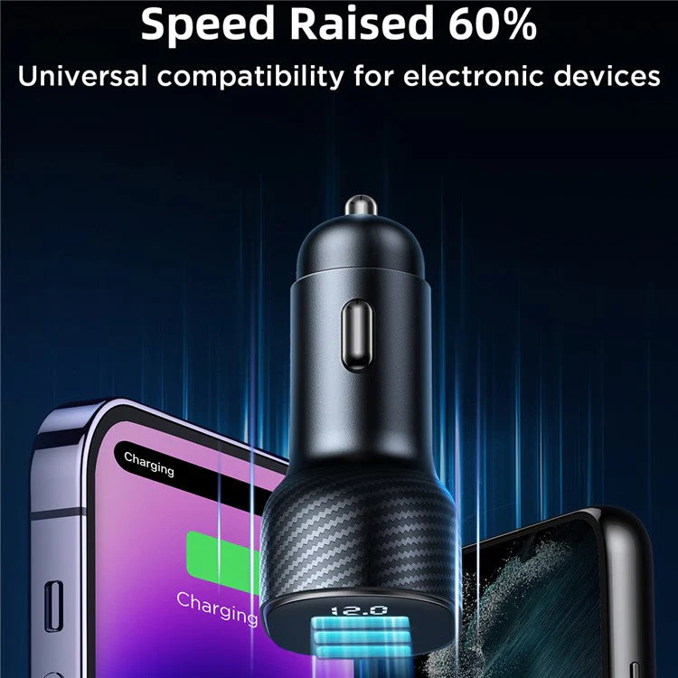 JOYROOM CCD03 3.4A 3 USB Ports Phone Fast Charging Adapter PC+ABS Voltage Digital Display Car Charger - Image 5