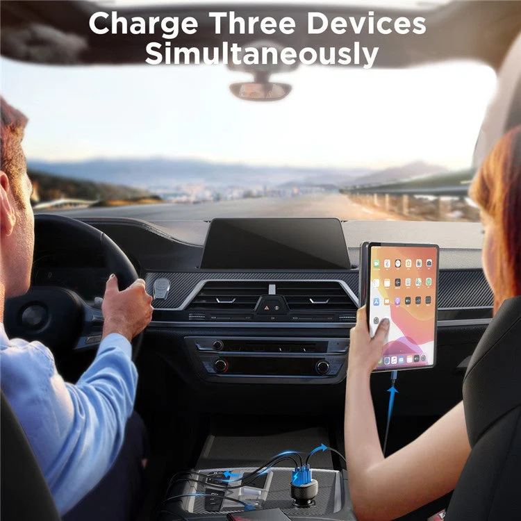 JOYROOM CCD03 3.4A 3 USB Ports Phone Fast Charging Adapter PC+ABS Voltage Digital Display Car Charger - Image 6