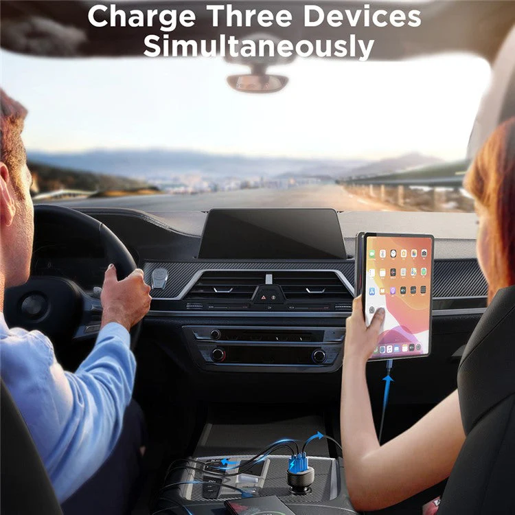 JOYROOM CCD04 30W 1 USB + 2 Type-C PC+ABS Digital Display Car Charger Phone Fast Charging Adapter - Image 3
