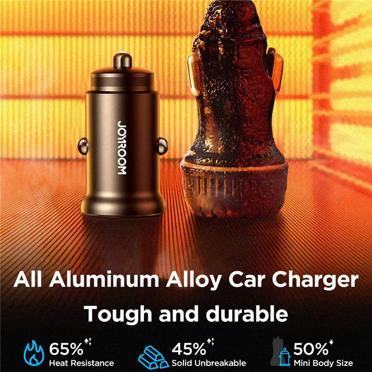 JOYROOM CCN06 Mini 30W Dual Type-C Ports Aluminum Alloy Car Charger Phone PD Fast Charging Adapter - Image 4