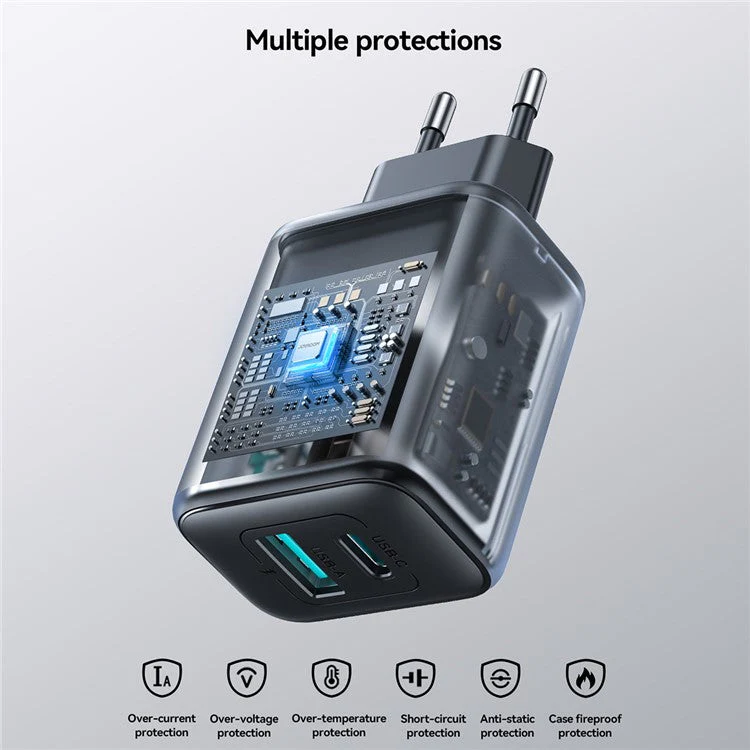 JOYROOM JR-TCF23 25W Charger USB-C+USB-A Dual Port Fast Charging Adapter, EU Plug - Image 5