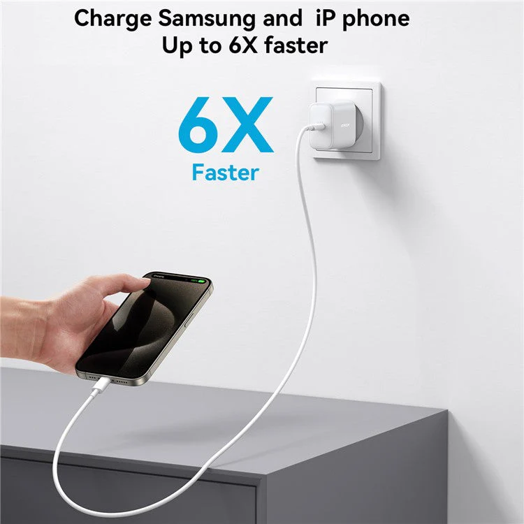 JOYROOM JR-TCF24 PD 30W Fast Charging EU Plug Charger with 1m Type-C to Type-C Data Cable - Image 5