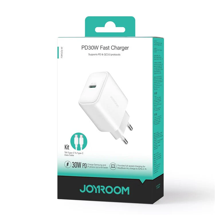 JOYROOM JR-TCF24 PD 30W Fast Charging EU Plug Charger with 1m Type-C to Type-C Data Cable - Image 8