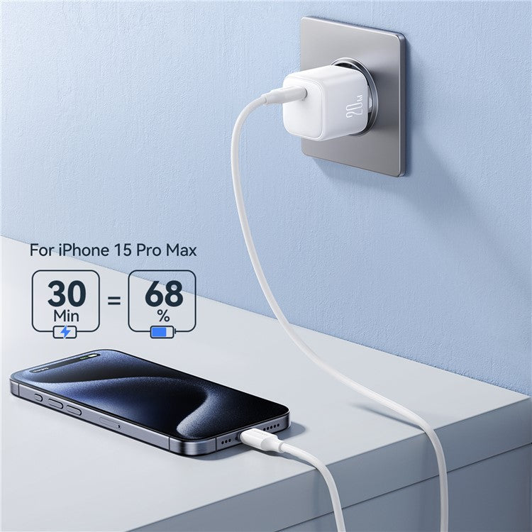 JOYROOM JR-TCG08 PD 20W Fast Charging GaN Charger Mini Power Adapter for iPhone 16-15 Series , EU Plug - White - Image 3