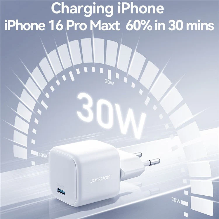 JOYROOM JR-TCG15 Mini 30W GaN Fast Charger Phone Power Adapter, EU Plug - Image 2