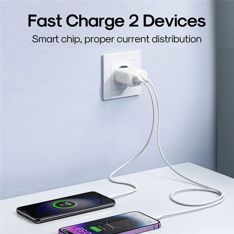 JOYROOM TCF05 PD 20W QC3.0 Fast Charger Adapter for iPhone 16-15 Series Mini Wall Charger USB+Type-C Dual-Port Charger Block - Black - Image 6