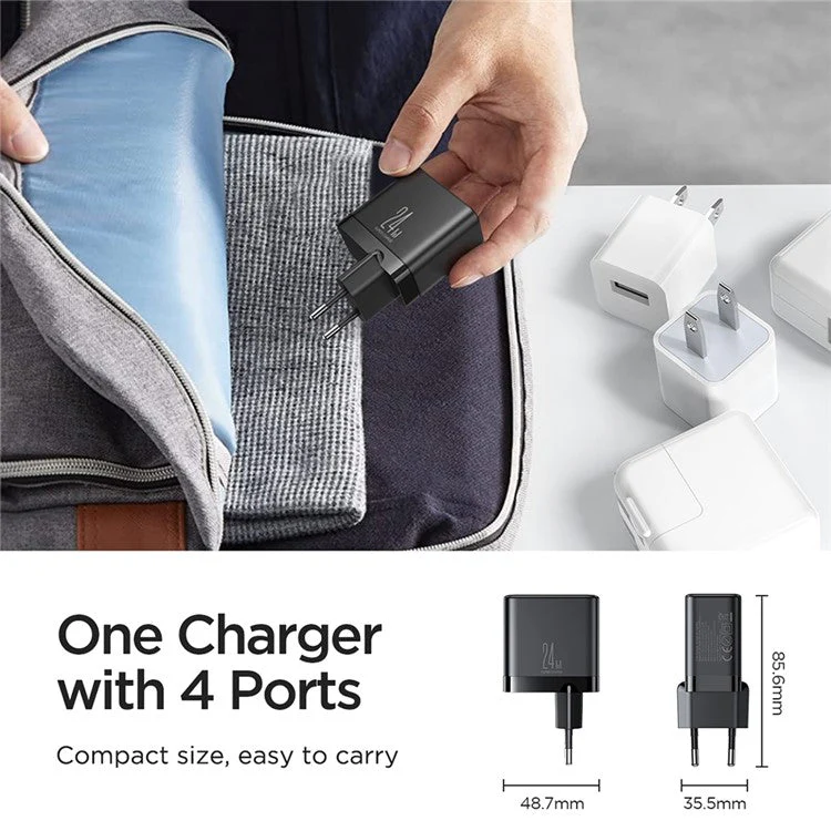 JOYROOM TCN03 EU Plug 4.8A 4 Port Multi USB Plug Adapter Wall Charger for Tablet Mobile Phone - Image 8