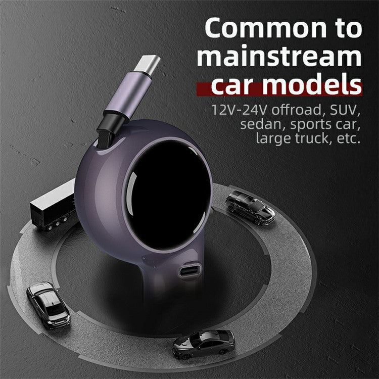 K2 PD 30W Type-C Port Phone Fast Charging Adapter Car Charger with 60W Type-C Retractable Cable - Image 5