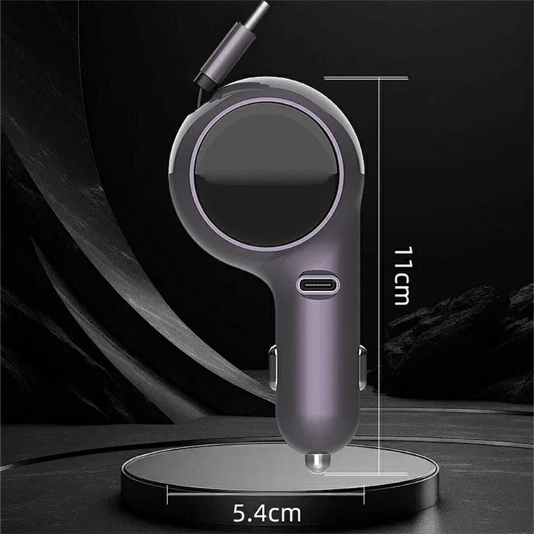 K2 PD 30W Type-C Port Phone Fast Charging Adapter Car Charger with 60W Type-C Retractable Cable - Image 7