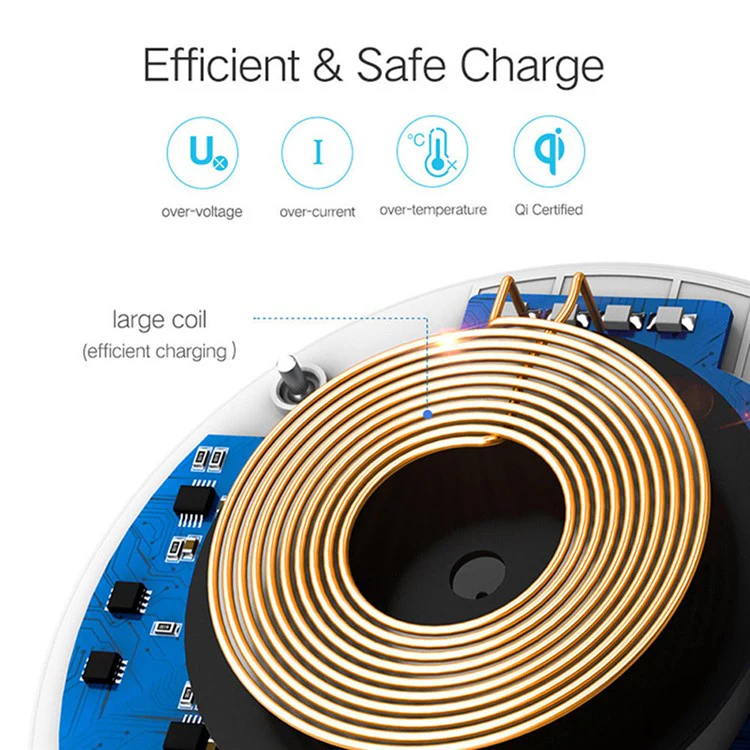 KC-N5 Qi Wireless Phone Charger Cradle Super Slim 10W Fast Charging Pad for Smartphone - Black - Image 5