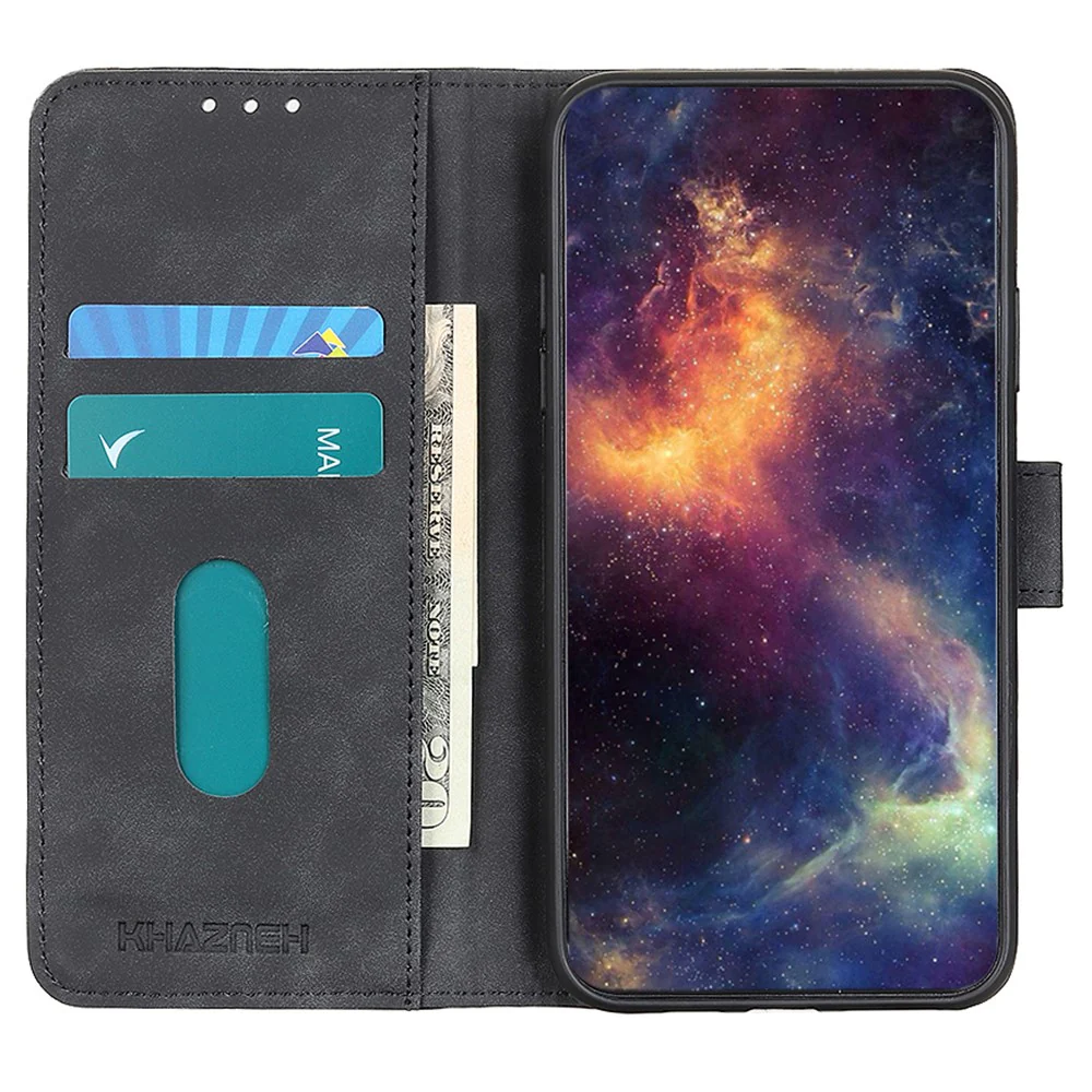 KHAZNEH For iPhone 17 Pro Max Case PU Leather Retro Texture Phone Cover - Black - Image 3