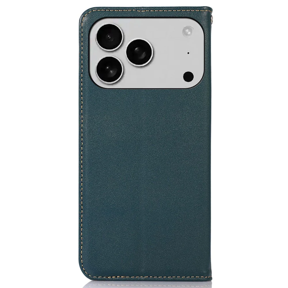 KHAZNEH For iPhone 17 Pro Max Case Wallet Genuine Cow Leather Phone Cover Nappa Texture - Green - Image 7