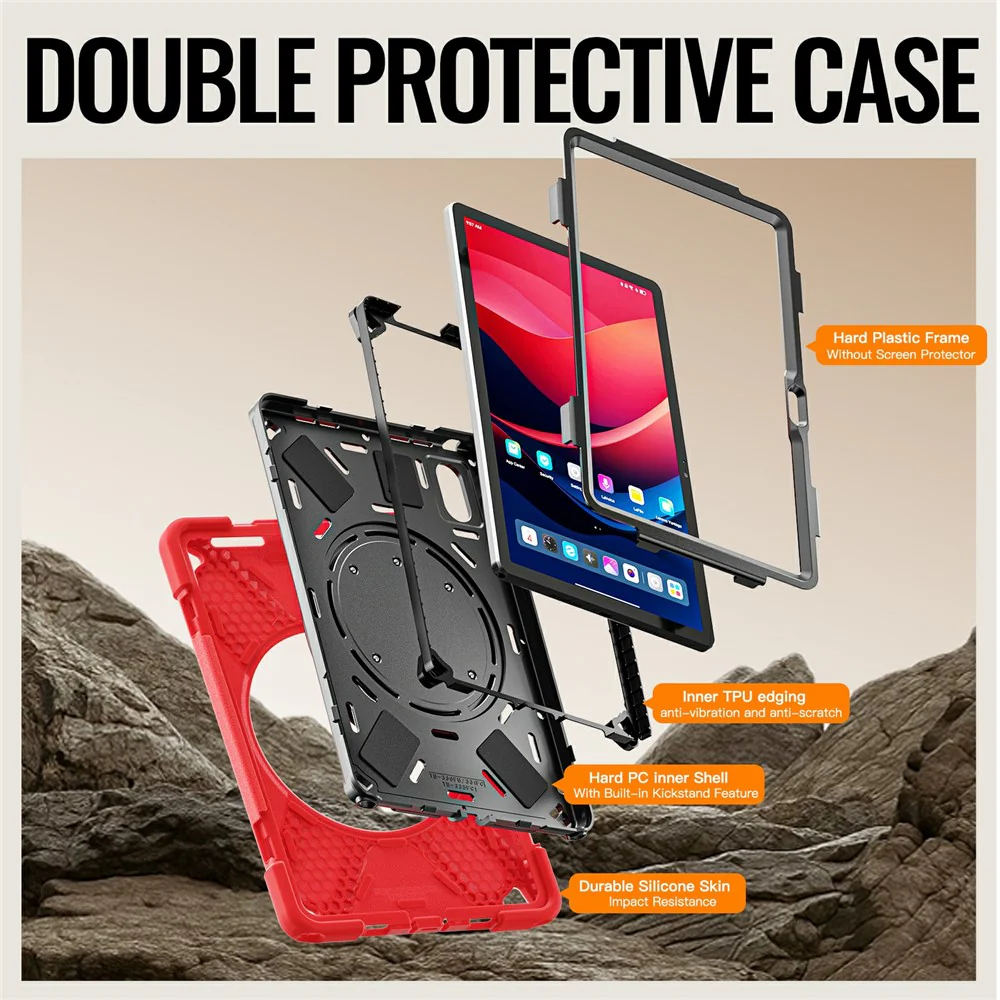 Kickstand Case for Lenovo Pad 11 2025 TB-335FC / 2024 / Tab K11 Gen 2 TB336 / K11 TB-330XU / P11 Gen 2 / M11 TB-330FU 331FC Tablet Cover - Red - Image 5