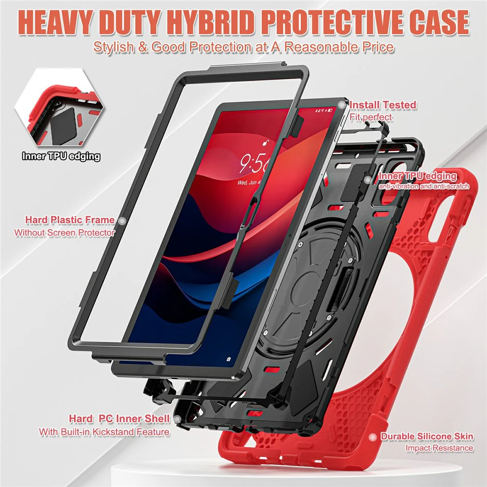 Kickstand Case for Lenovo Pad 11 2025 TB-335FC / 2024 / Tab K11 Gen 2 TB336 / K11 TB-330XU / P11 Gen 2 / M11 TB-330FU 331FC / Zhaoyang K10 Cover - Red - Image 8
